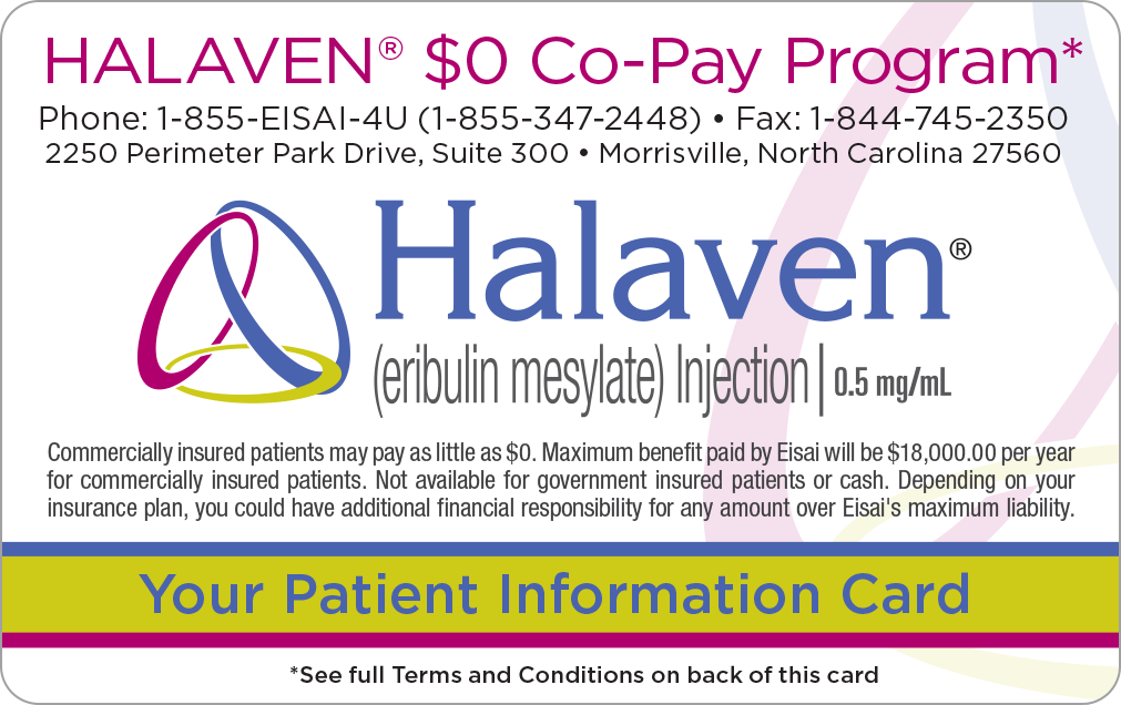 HALAVEN $0 co pay program card